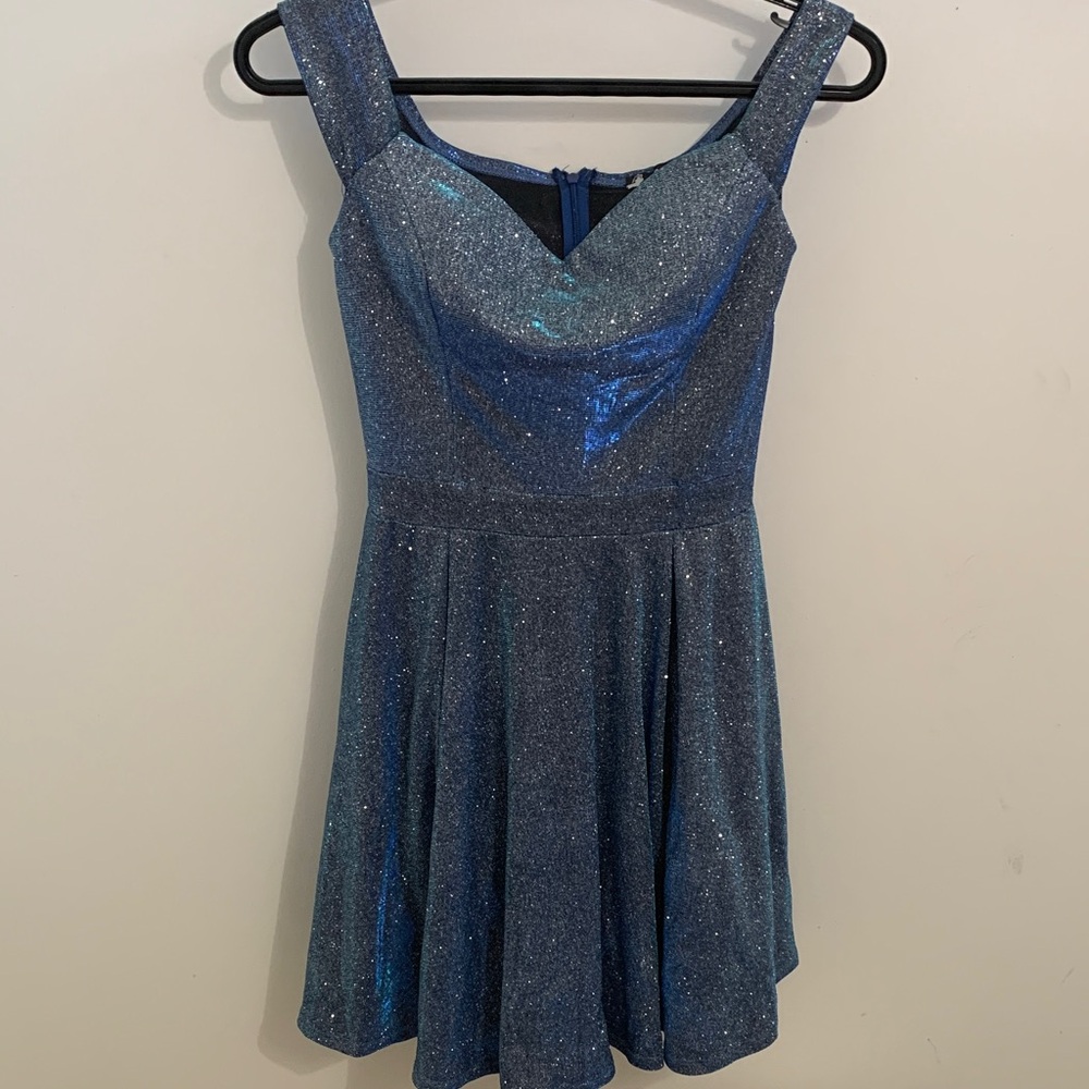 Sparkle Blue A-Line Prom Dress
